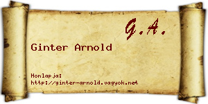 Ginter Arnold névjegykártya
